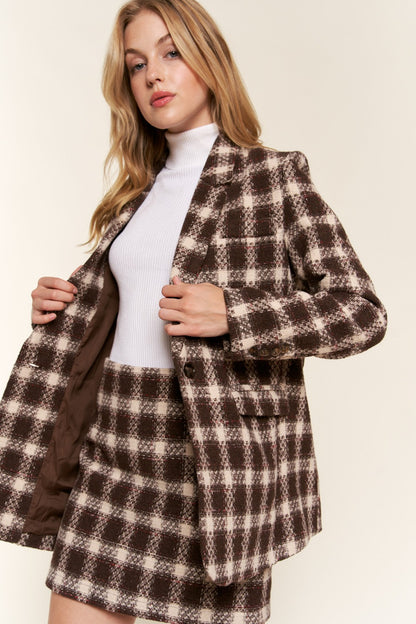 And The Why Full Size Plaid Brushed One Button Blazer-Angel Casuals