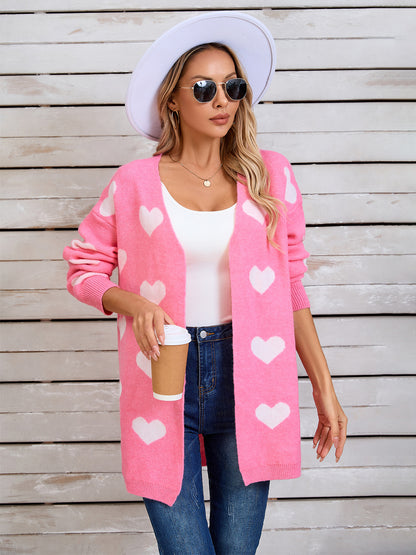 Angel Wings Heart Open Front Long Sleeve Cardigan-Angel Casuals