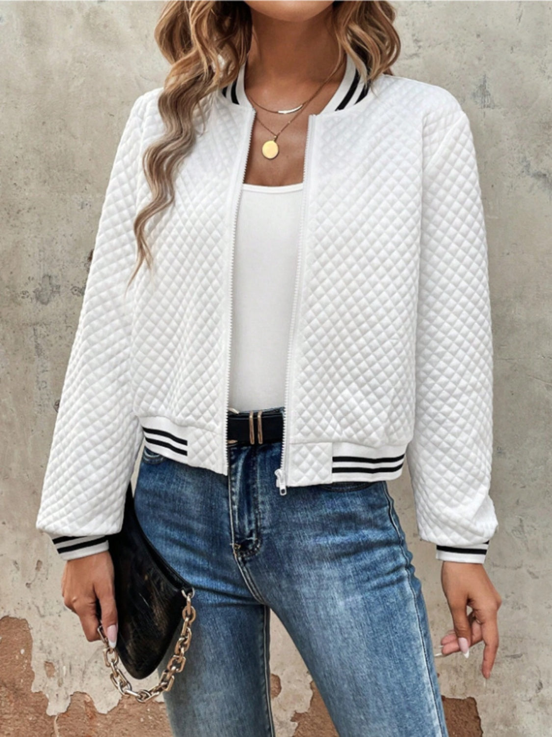 Zip Up Long Sleeve Jacket-Angel Casuals