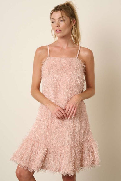 Mittoshop Feather Ruffle Hem Mini Cami Dress-Angel Casuals