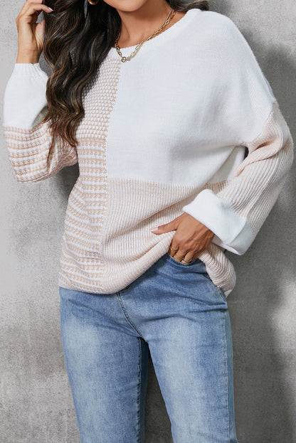 Color Block Tied Dropped Shoulder Sweater-Angel Casuals