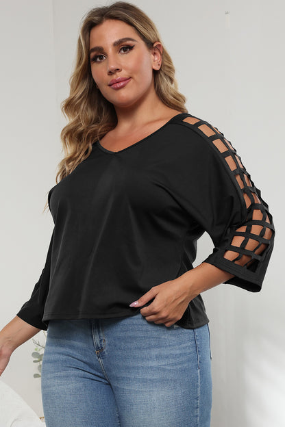 3/4 Sleeve Cutout Detail Top-Angel Casuals