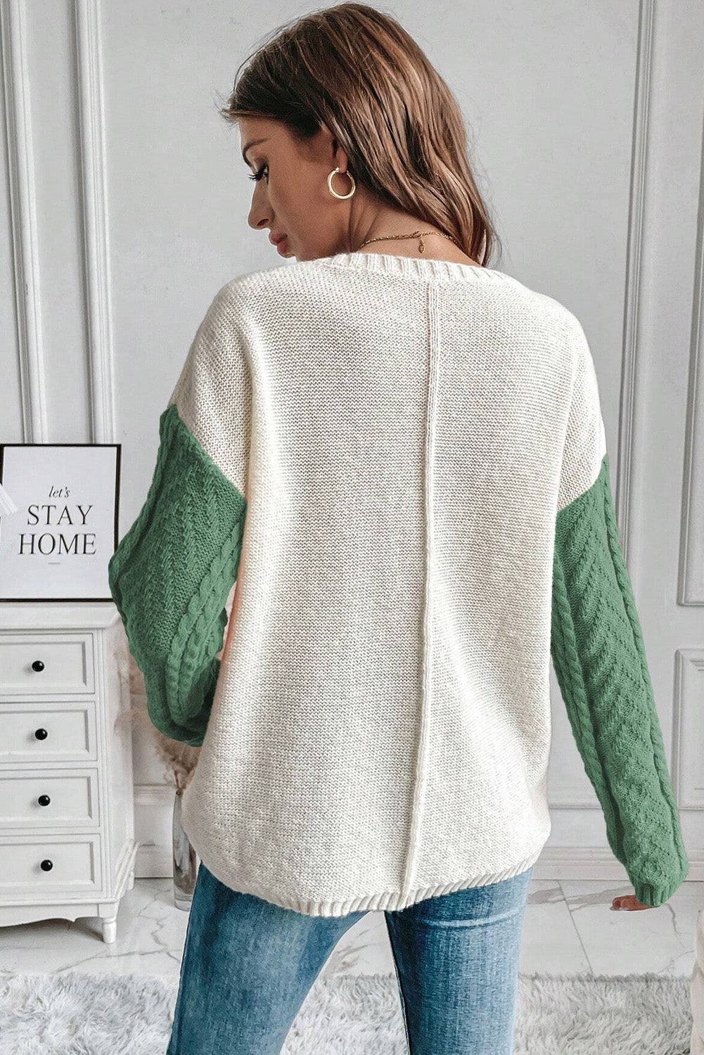 Double Take Full Size Color Block Drop Shoulder Sweater-Angel Casuals