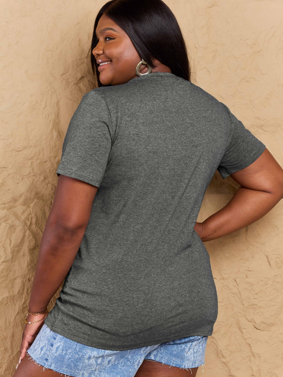Full Size Round Neck Short Sleeve T-Shirt-Angel Casuals