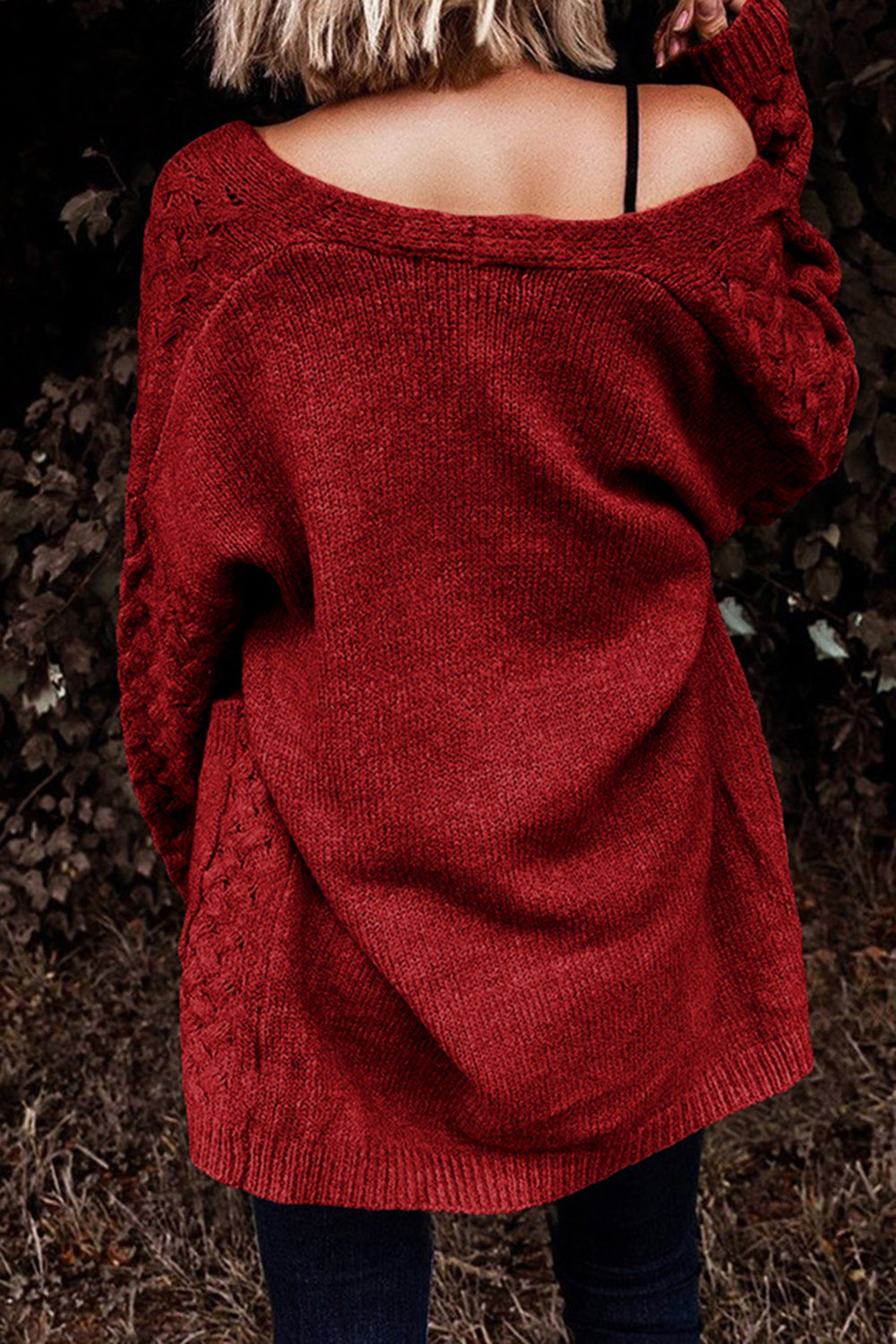 Open Front Dropped Shoulder Cardigan with Pockets-Angel Casuals