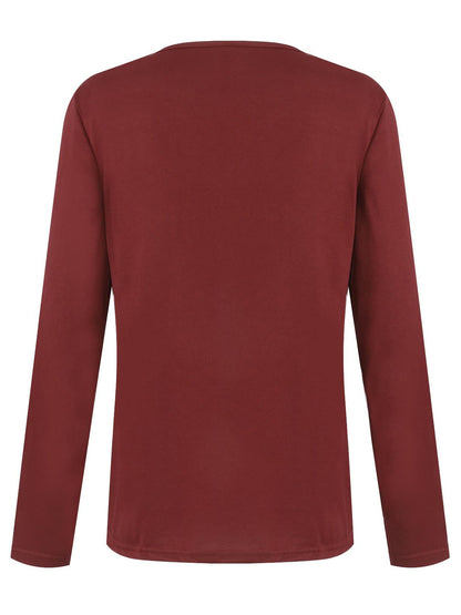 Half Button Long Sleeve T-Shirt-Angel Casuals