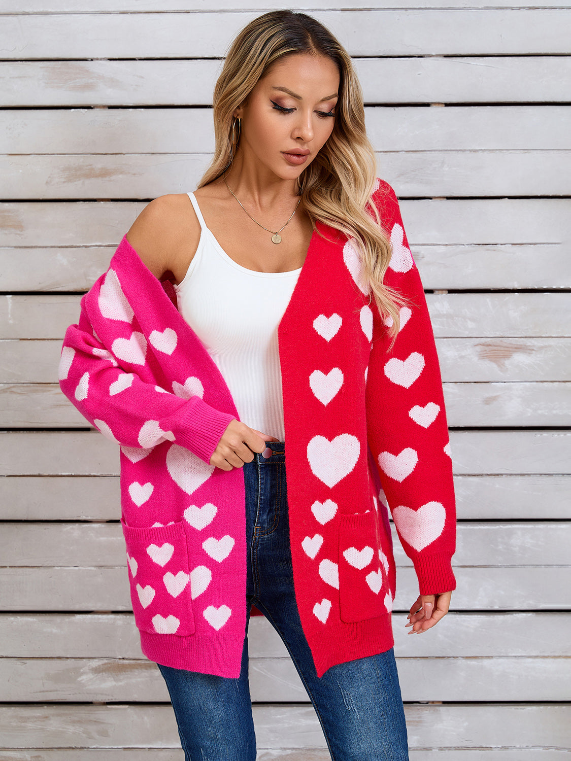 Angel Wings Heart Open Front Long Sleeve Cardigan-Angel Casuals