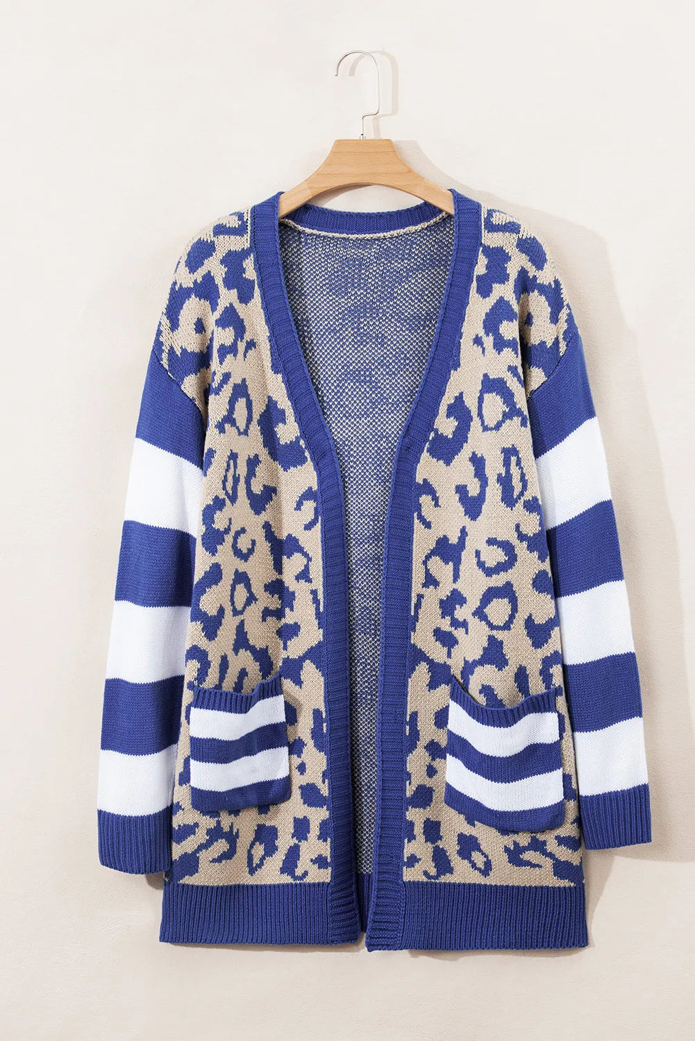 Leopard Open Front Long Sleeve Cardigan-Angel Casuals