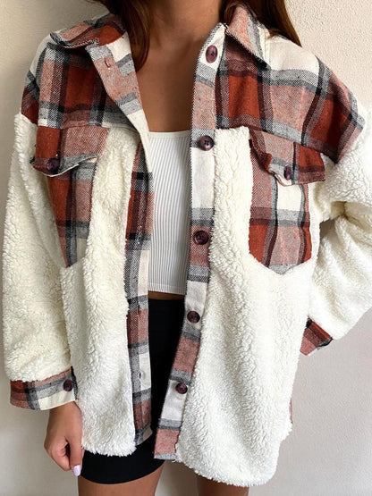 Fuzzy Button Up Long Sleeve Jacket-Angel Casuals