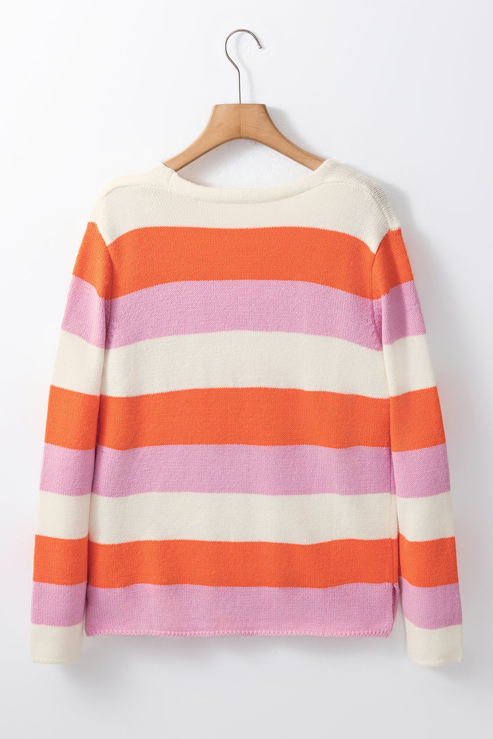 Color Block V-Neck Long Sleeve Sweater-Angel Casuals