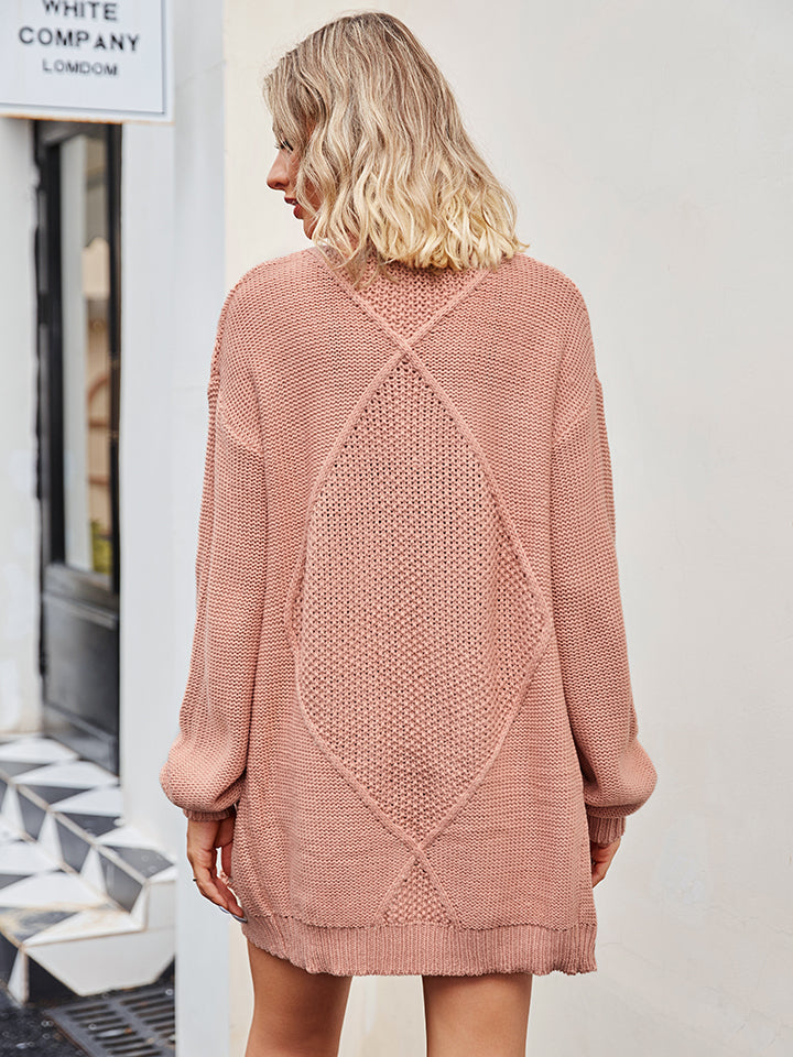 Cable-Knit Long Sleeve Cardigan-Angel Casuals