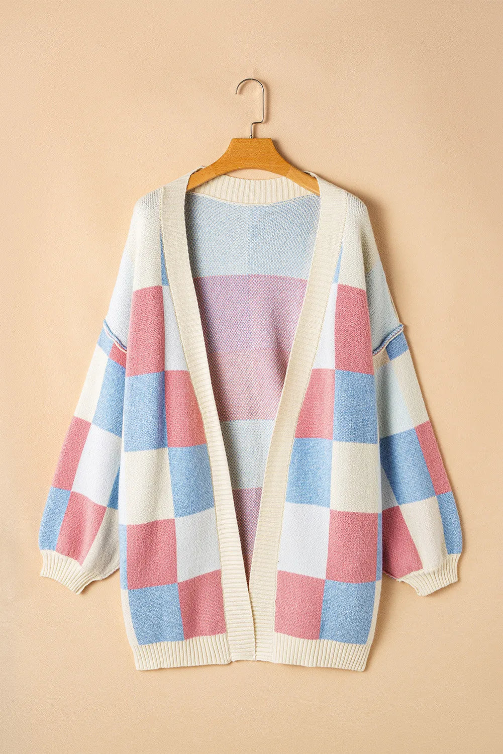 Color Block Open Front Long Sleeve Cardigan-Angel Casuals