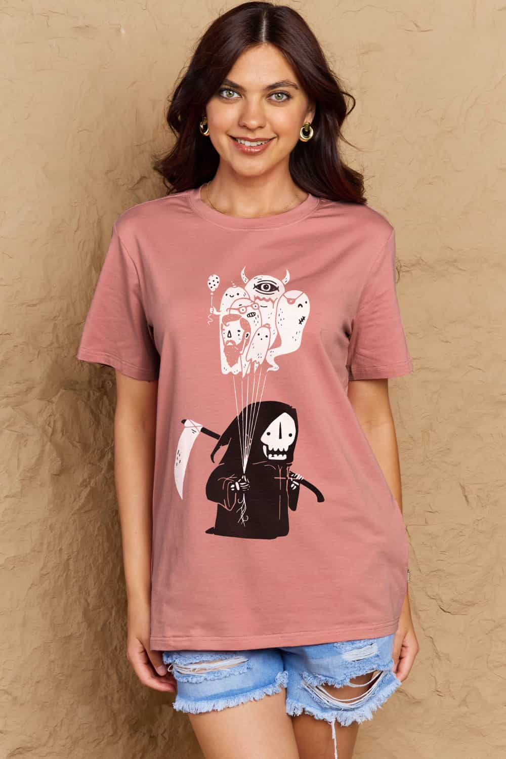 Simply Love Full Size Death Graphic T-Shirt-Angel Casuals