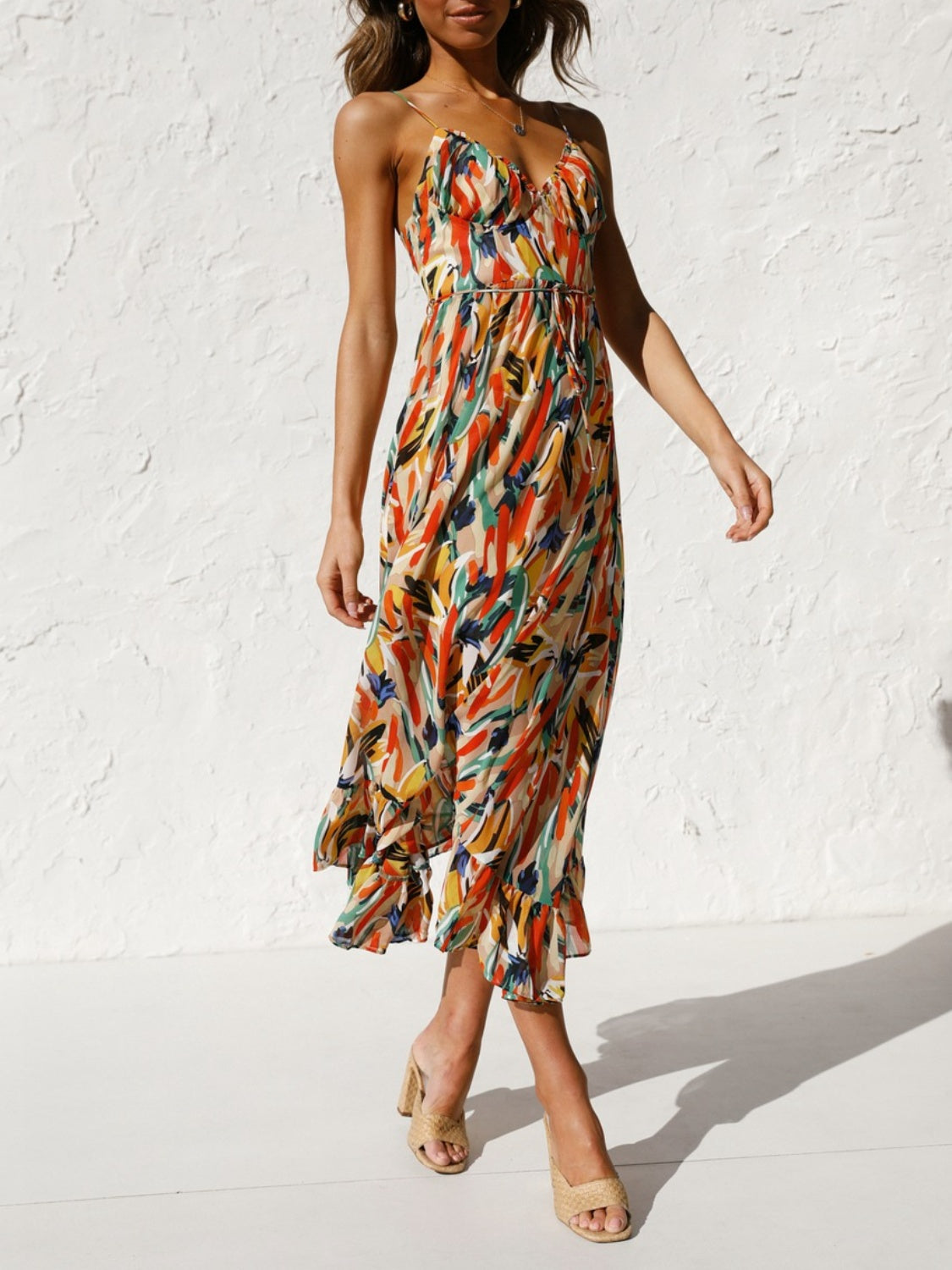 Printed Sleeveless Midi Cami dress-Angel Casuals