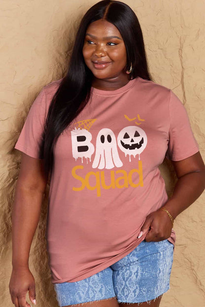 Simply Love Full Size BOO SQUAD Graphic Cotton T-Shirt-Angel Casuals