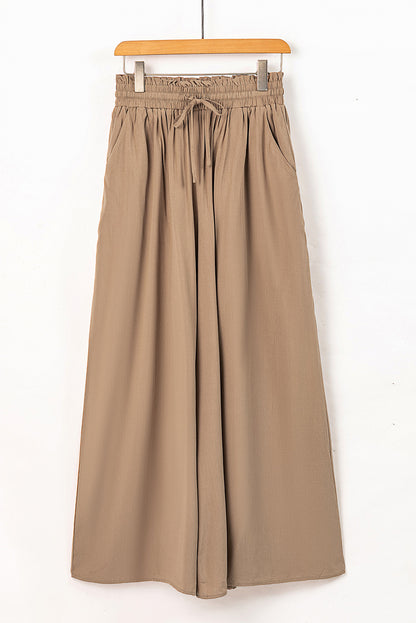 Drawstring Waist Wide Leg Pants-Angel Casuals