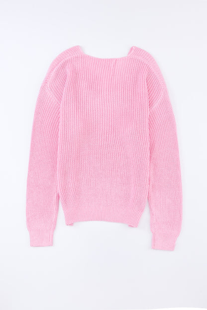 V-Neck Drop Shoulder Sweater-Angel Casuals