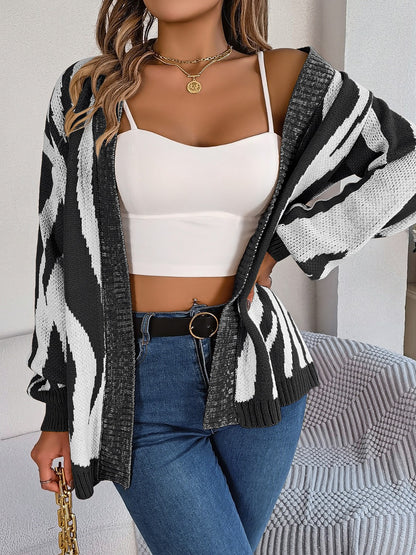 Open Front Animal Print Cardigan-Angel Casuals