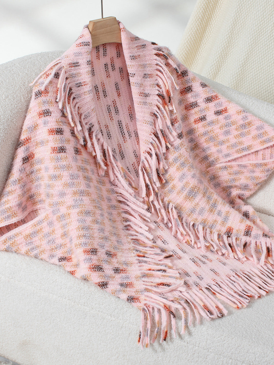 Fringe Open Front Half Sleeve Poncho-Angel Casuals