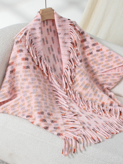 Fringe Open Front Half Sleeve Poncho-Angel Casuals