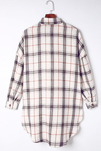 Plaid High-Low Shacket with Slit-Angel Casuals