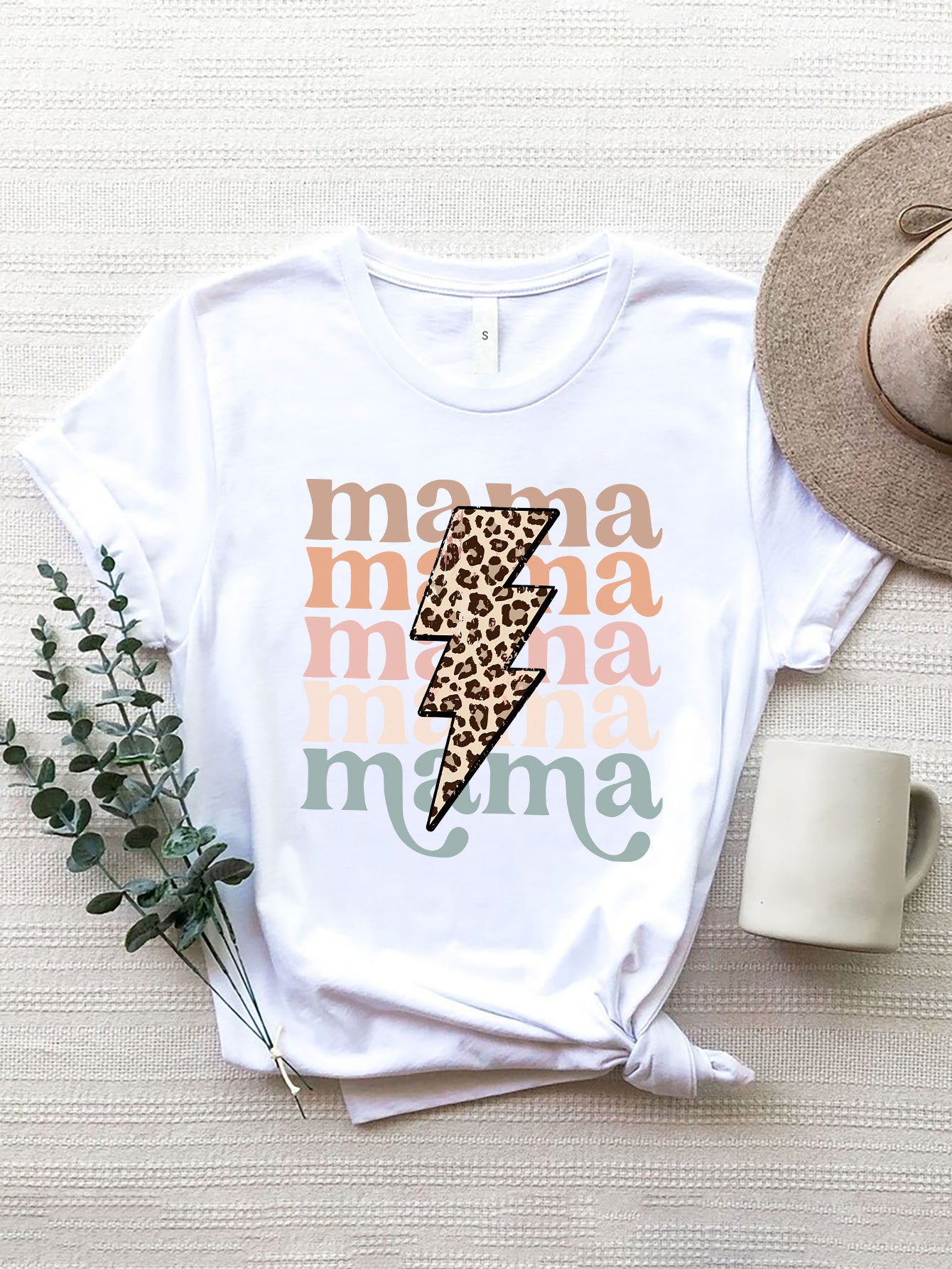 MAMA Round Neck Short Sleeve T-Shirt-Angel Casuals