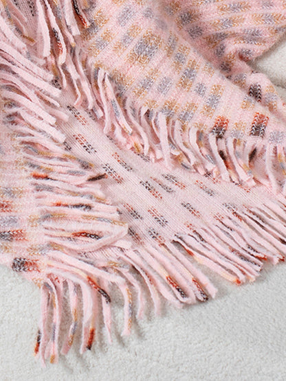 Fringe Open Front Half Sleeve Poncho-Angel Casuals