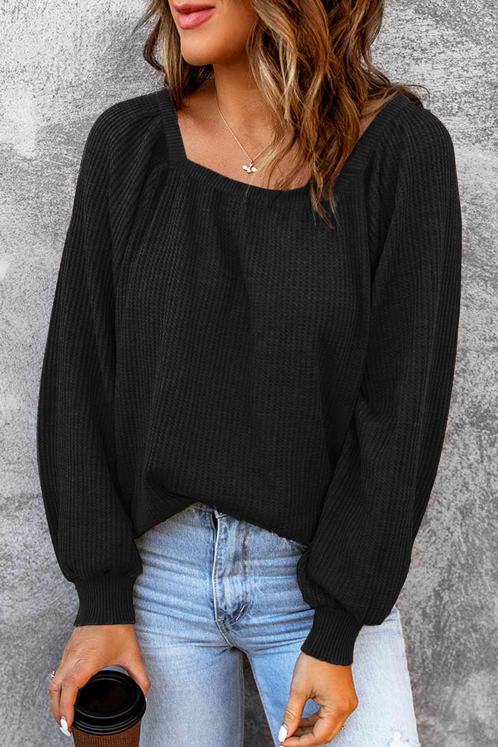 Square Neck Raglan Sleeve T-Shirt-Angel Casuals