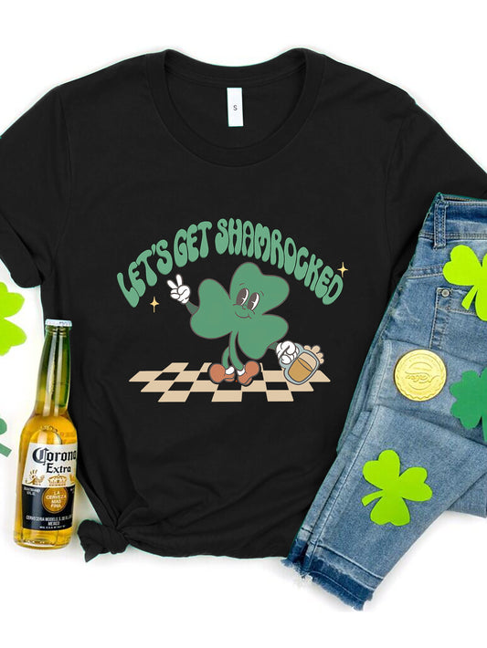 LET'S GET SHAMROCKED Round Neck T-Shirt-Angel Casuals