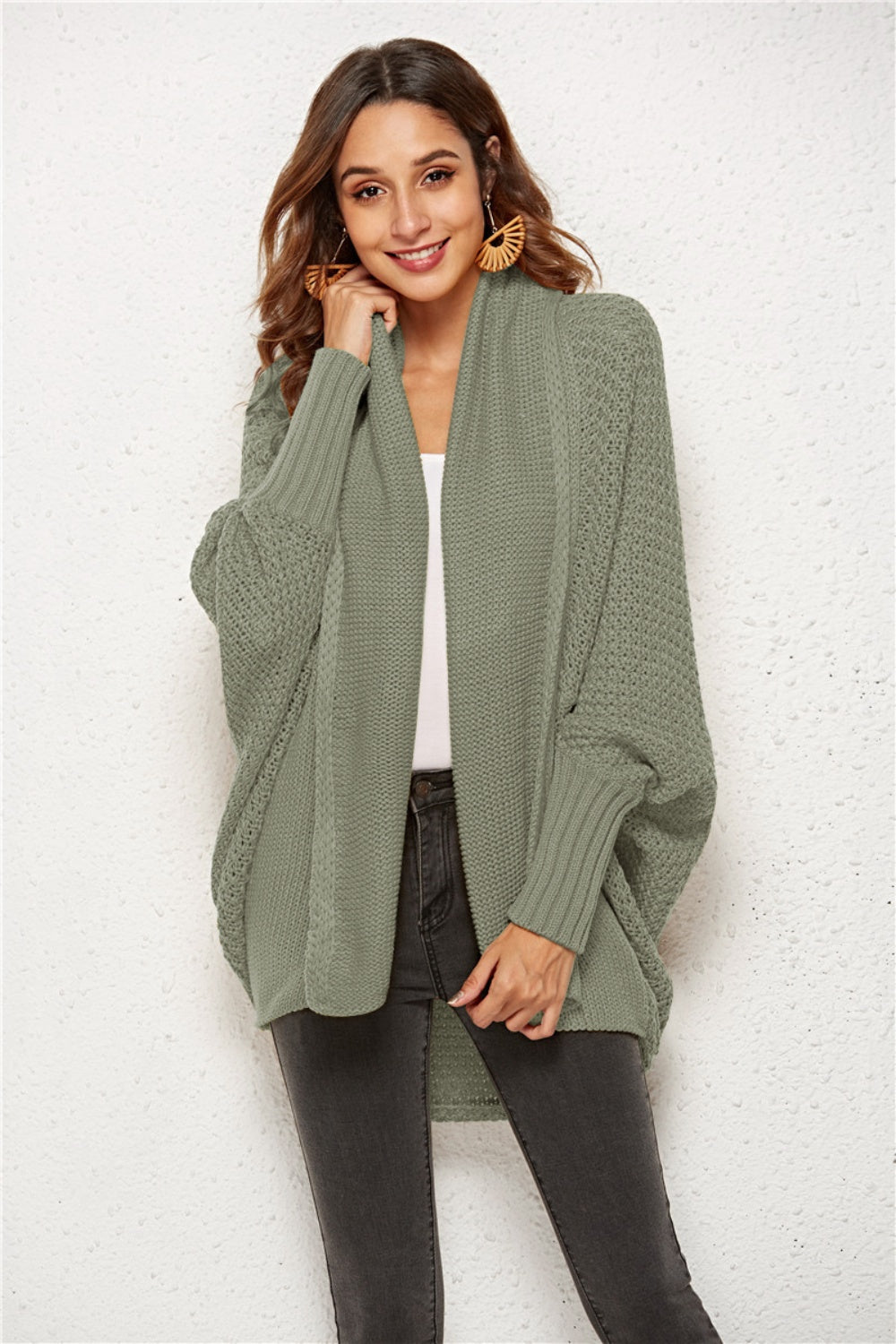 Angel Wings Open Front Batwing Sleeve Cardigan-Angel Casuals
