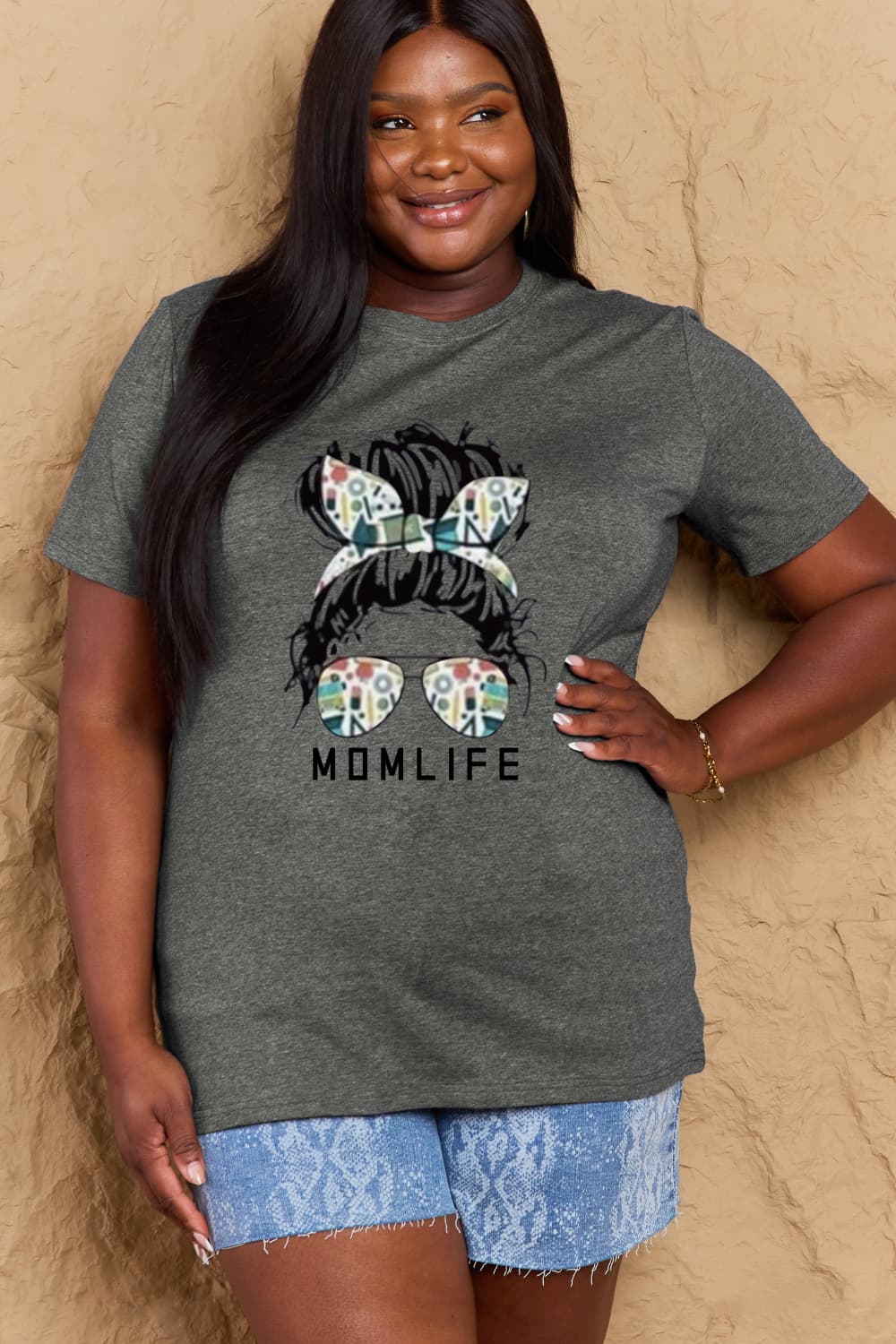 Simply Love Full Size MOM LIFE Graphic Cotton T-Shirt-Angel Casuals