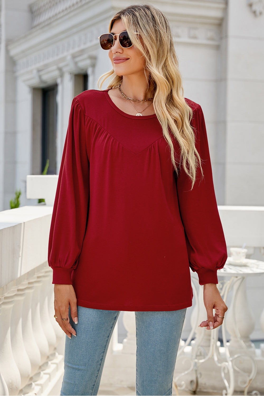 Round Neck Long Sleeve Top-Angel Casuals