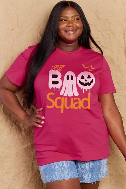 Simply Love Full Size BOO SQUAD Graphic Cotton T-Shirt-Angel Casuals