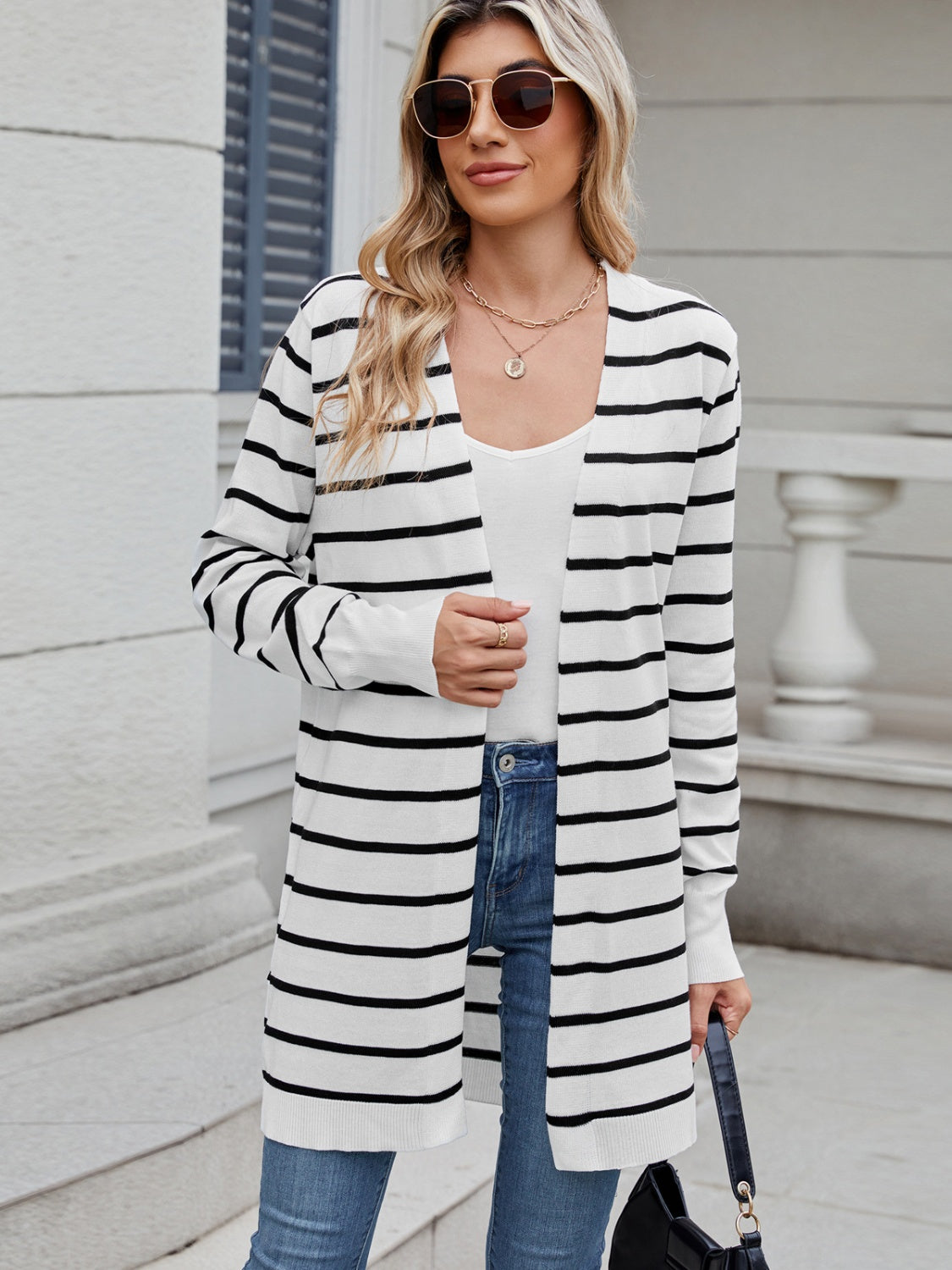 Open Front Long Sleeve Cardigan-Angel Casuals