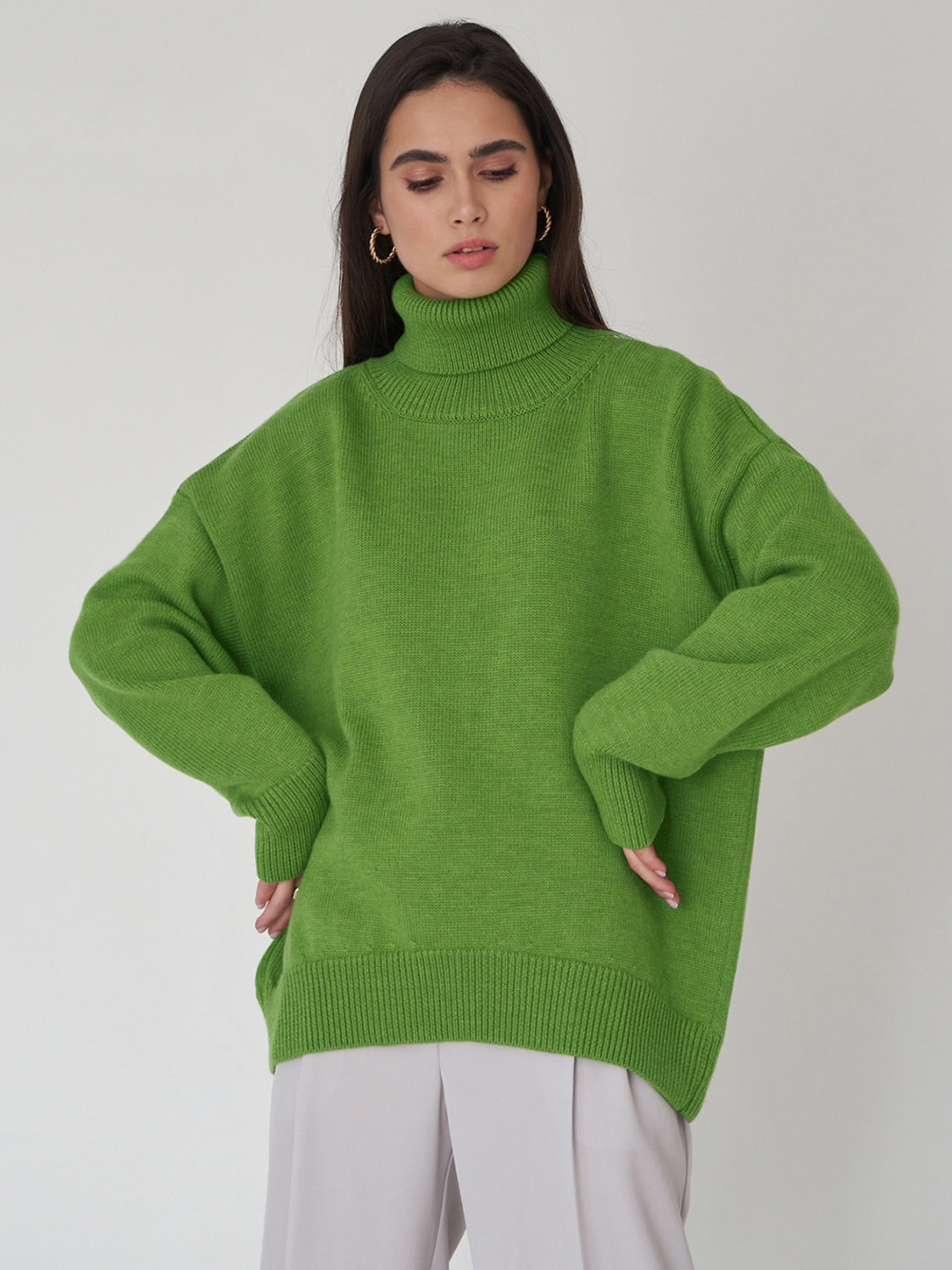 Turtleneck Long Sleeve Sweater-Angel Casuals