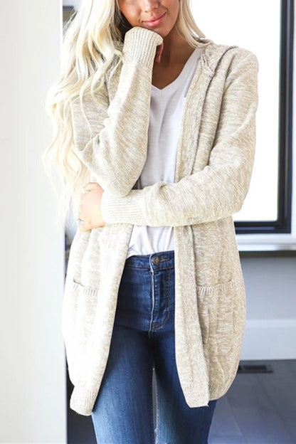 Heathered Open Front Cardigan with Pockets-Angel Casuals