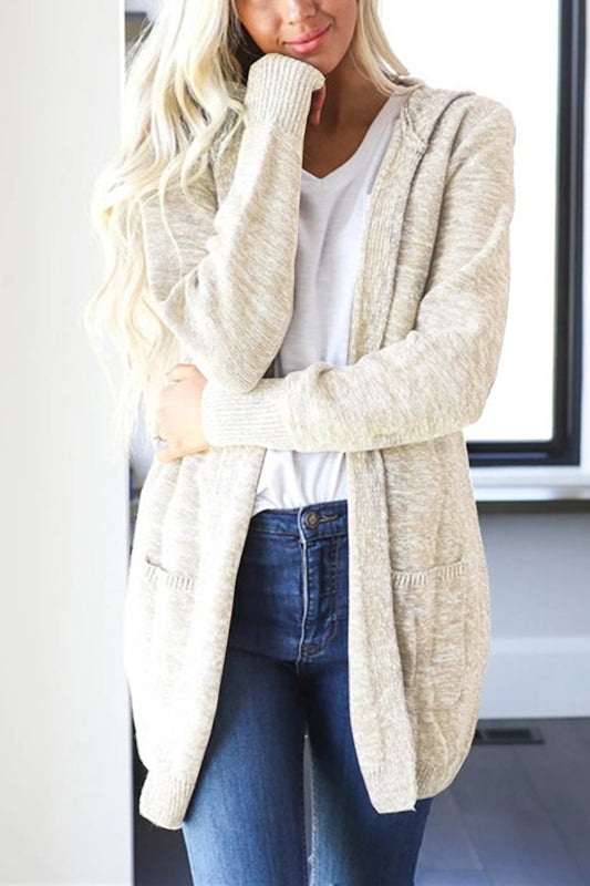 Heathered Open Front Cardigan with Pockets-Angel Casuals