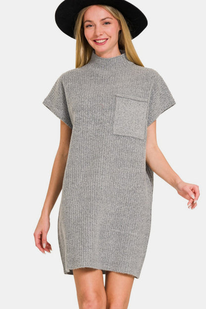 Zenana Short Sleeve Sweater Mini Dress-Angel Casuals