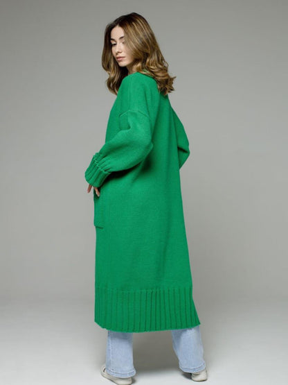 Pocketed Open Front Dropped Shoulder Cardigan-Angel Casuals