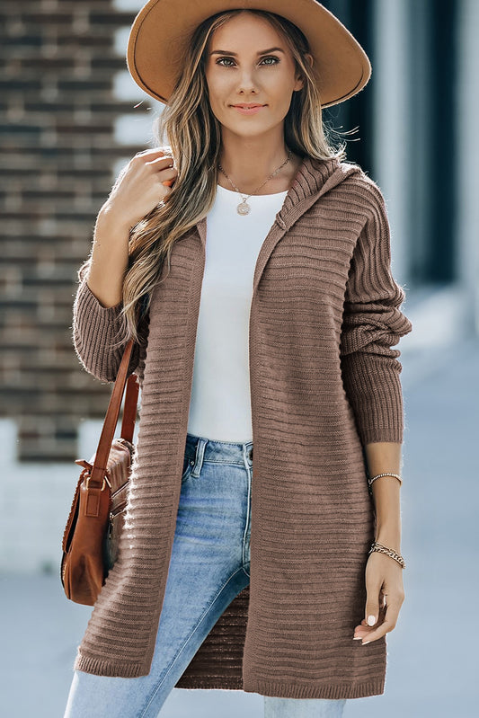 Open Front Longline Hooded Cardigan-Angel Casuals