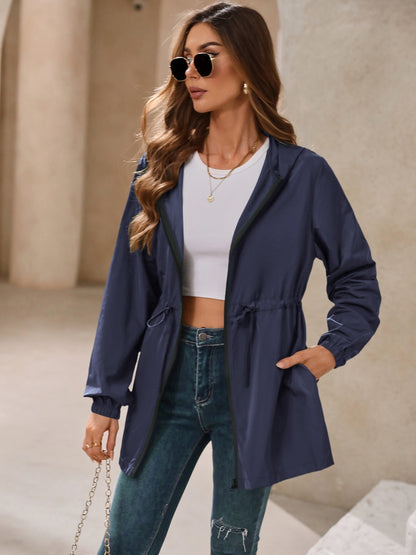 Ivy Lane Outdoor Waterproof Long Sleeve Hooded Windbreaker-Angel Casuals