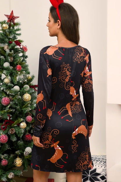 Full Size Christmas Long Sleeve Dress-Angel Casuals