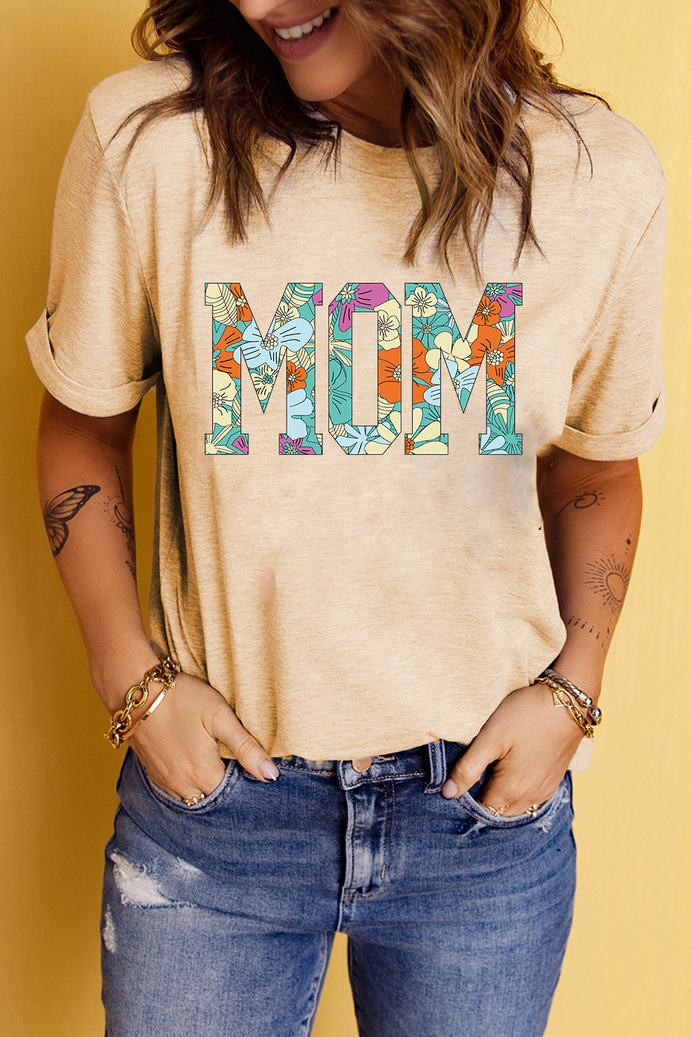 MOM Floral Graphic T-Shirt-Angel Casuals