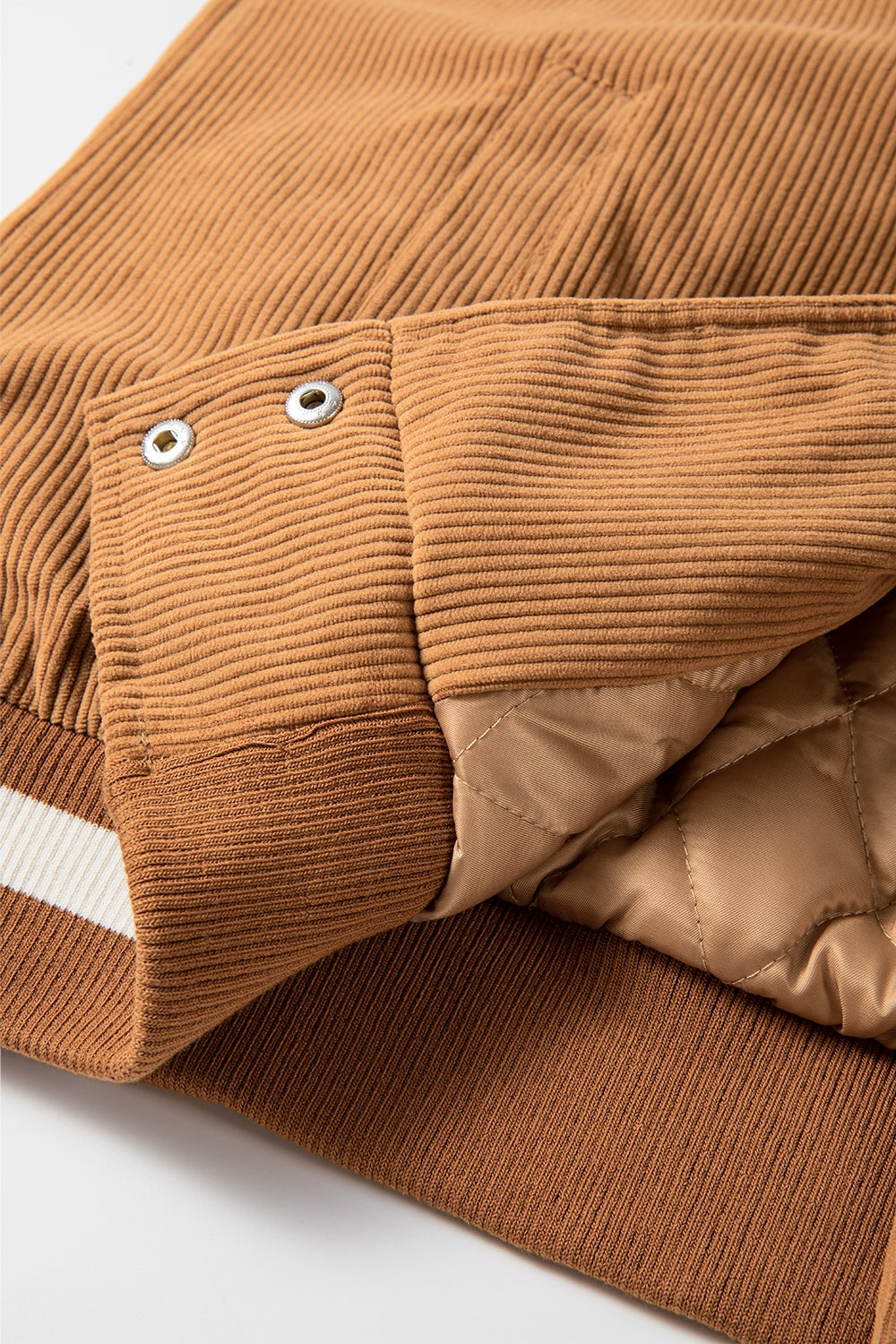 Contrast Baseball Collar Snap Down Long Sleeve Jacket-Angel Casuals