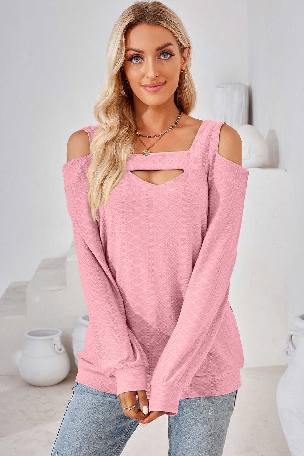 Cutout Square Neck Cold Shoulder T-Shirt-Angel Casuals
