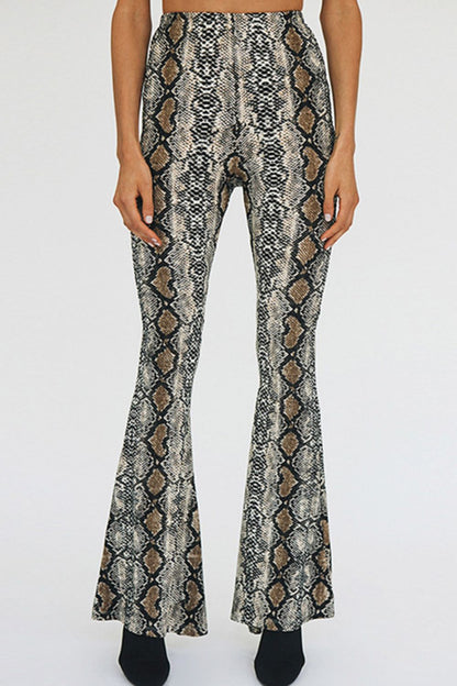 Snakeskin Print Flare Pants-Angel Casuals