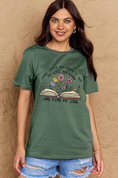 Simply Love Full Size Book & Flower Graphic Cotton Tee-Angel Casuals