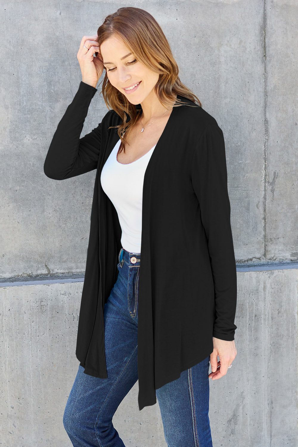 Basic Bae Full Size Open Front Long Sleeve Cardigan-Angel Casuals