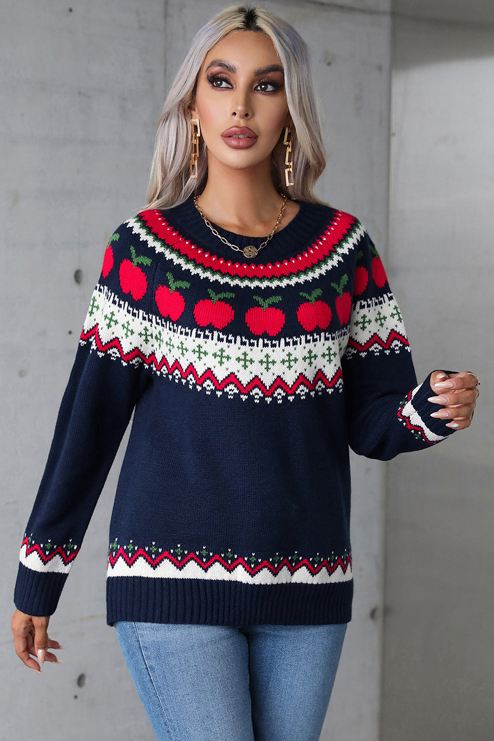 Angel Wings Graphic Round Neck Long Sleeve Sweater-Angel Casuals