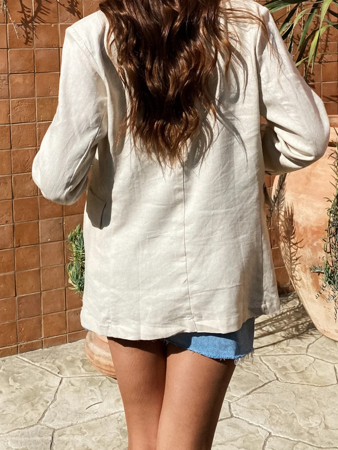 Lapel Collar Long Sleeve Blazer-Angel Casuals